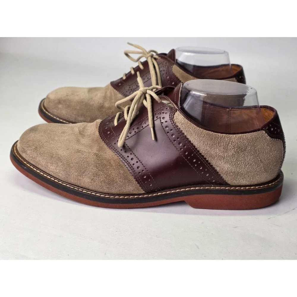 Nordstrom‎ Saddle Men's Dress Shoes Size 9.5 W Beige Tan Suede Leather